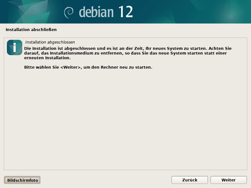 Installation abgeschlossen